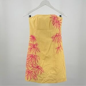 Lilly Pulitzer Bowen Hotty Pink Floral No Fauna Panel Strapless Dress Size 0